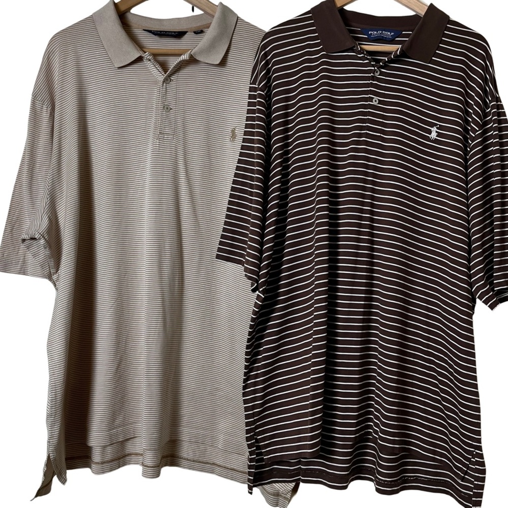 Lot Of 2 Ralph Lauren Polo Golf Polo Shirt Striped Men’s Size 2XL / XXL